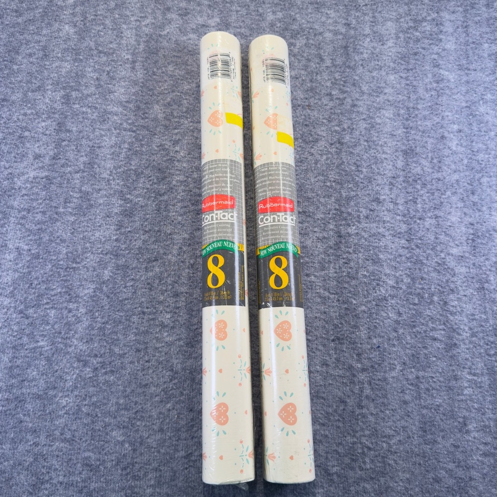 Vintage Rubbermaid Con-Tact Paper 2 Rolls 1992 Hearts Pattern 8yds x 18in Cream